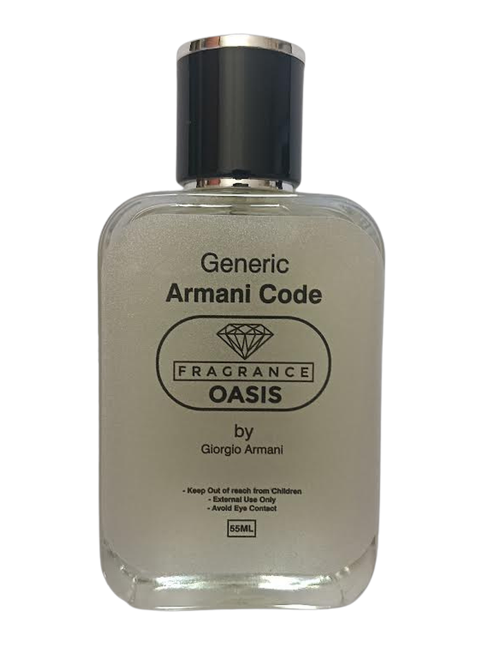 Fragrance Oasis 55 ml bottle inspired by Armani Code, on a transparent background