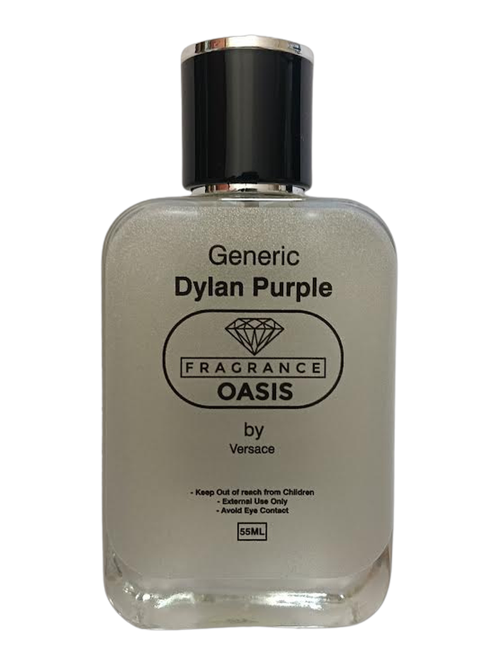 Fragrance Oasis 55 ml bottle inspired by Dylan Purple, on a transparent background