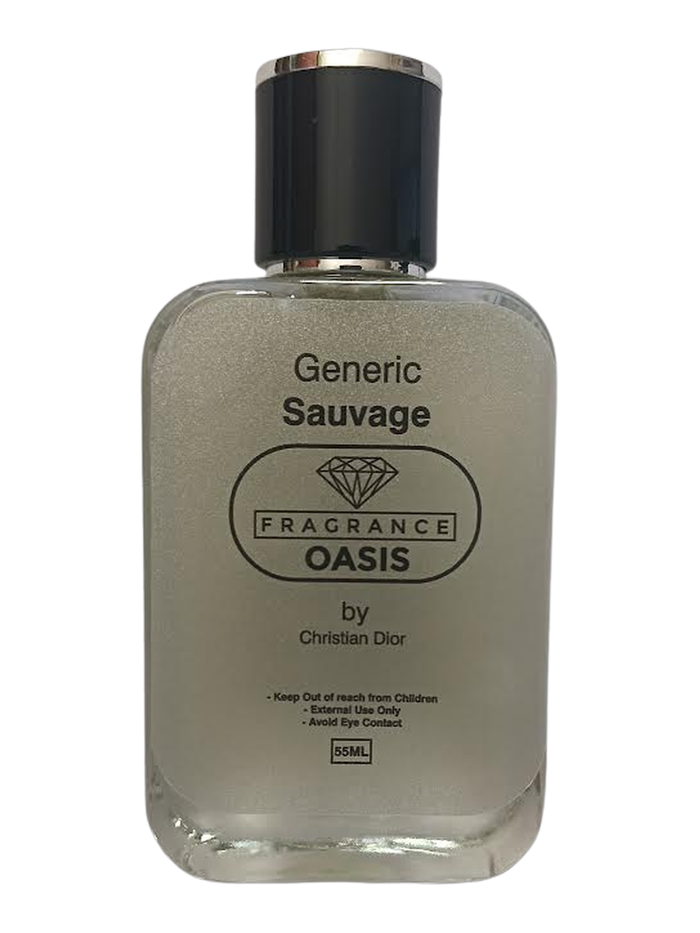 Fragrance Oasis 55 ml bottle inspired by Sauvage, on a transparent background